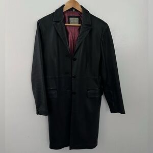 Vintage Juliet Michele Black leather Trench Coat